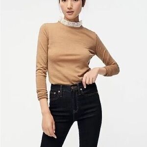 NWT J.Crew Tippi Swear with Lace Collar in Heather Camel size 2X